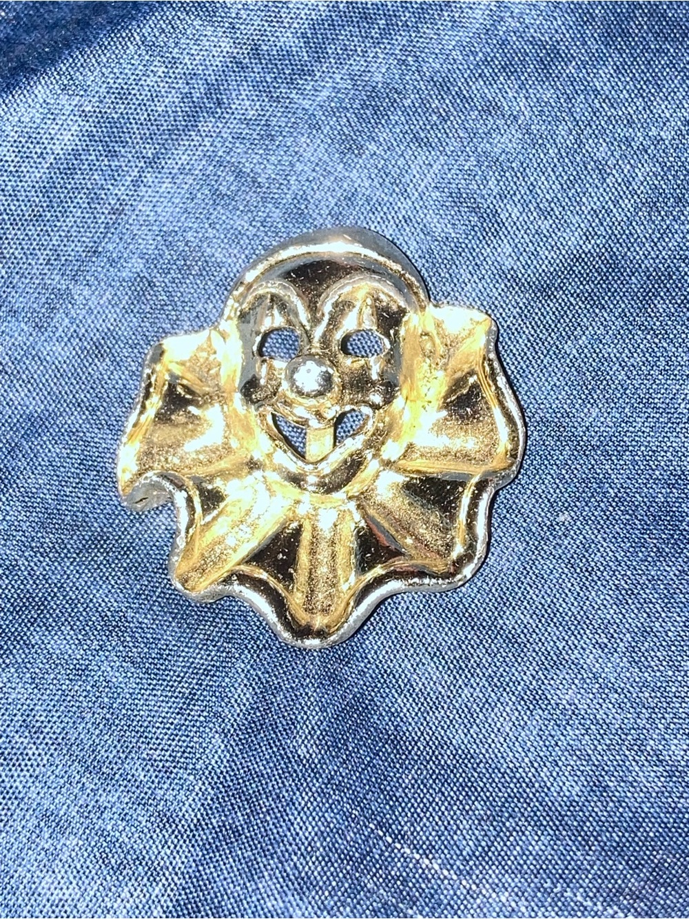 Gold-tone Clown Face Brooch Pin